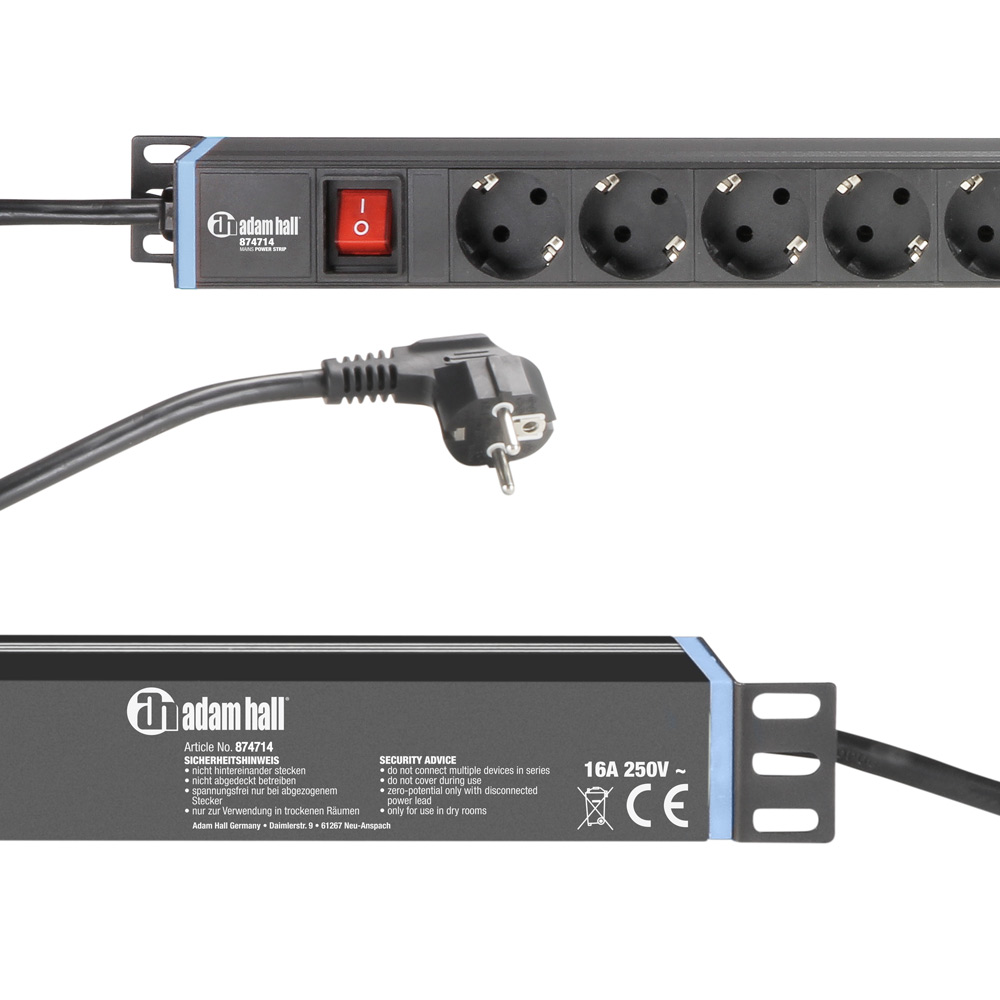 Adam Hall NEW 874714 - Power Strip 1 U 12 Sockets - Image 3