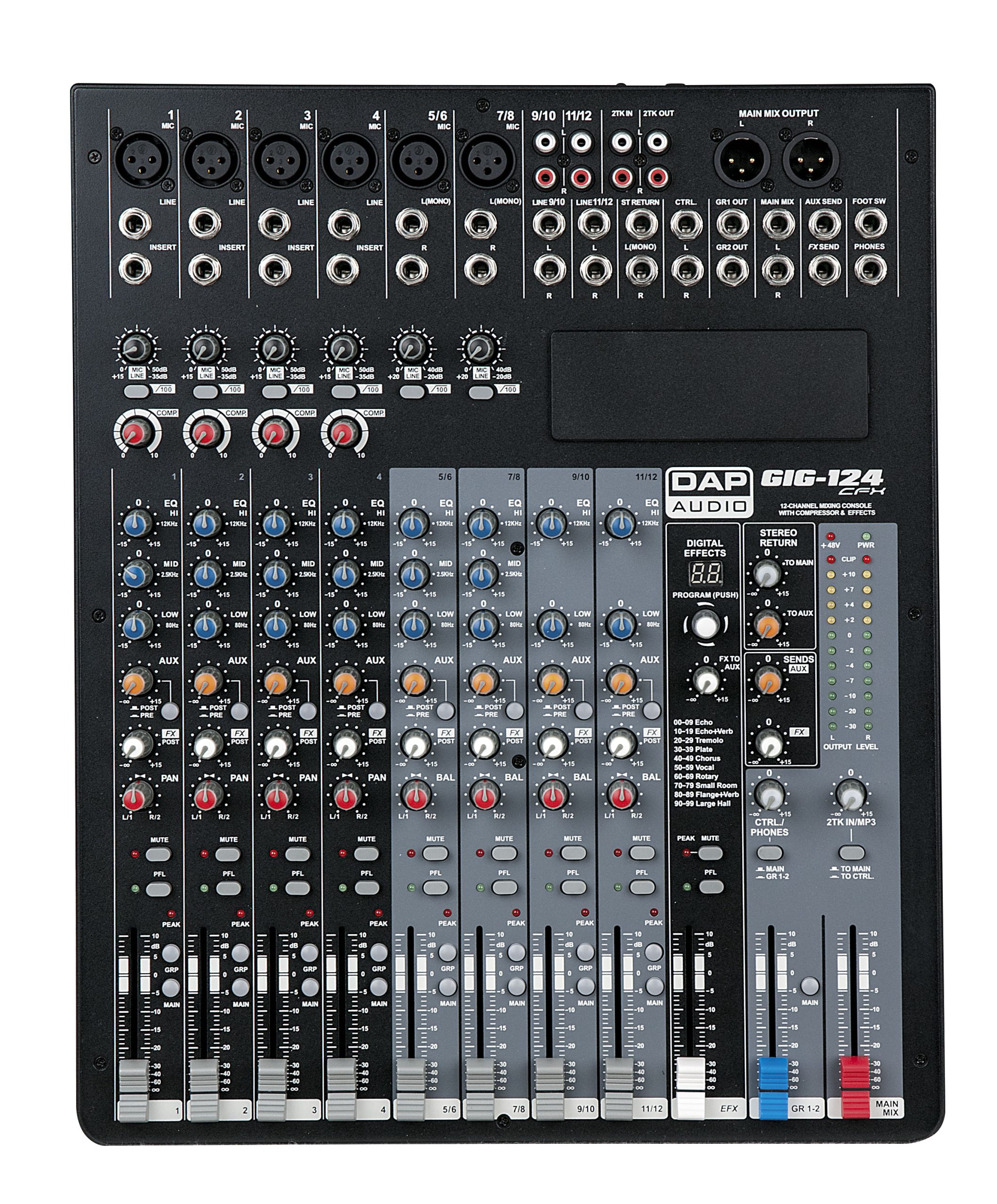 DAP Audio Gig-124CFX 12 Channel Mixer with compressors and DSP - Image 2