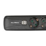Adam Hall 3-Outlet Power Strip With Dual USB Charging Ports And On/Off Switch - Image 2